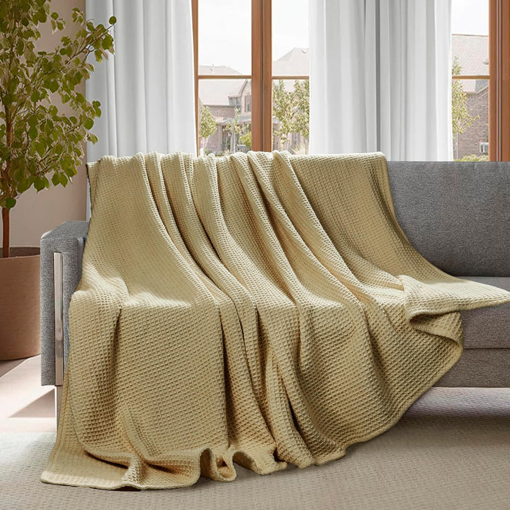 100% Cotton Blanket all Seasons Twin Size, Khakhi, 60x90 Inches