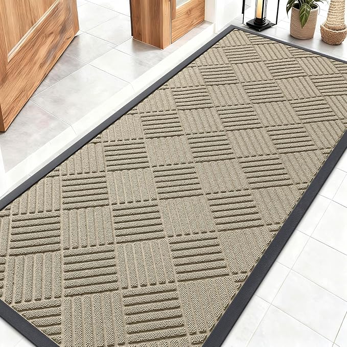 OLANLY Front Door Mat Outside Entrance 59x23, Heavy Duty Sturdy Natural Rubber by OLANLY