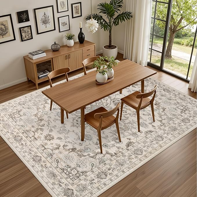 3x5 Area Rugs Living Room Rug: Washable Vintage Distressed Floral Rug No Slip - Image 4