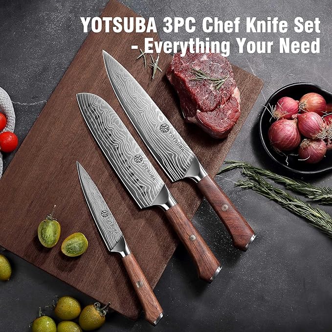 YOTSUBA 3 PCS Japanese Kitchen Knife Set, Razor Sharp High Carbon Stainless