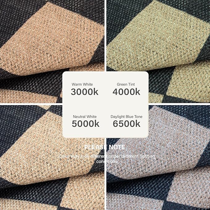 Lahome Colette Checkered Round Rugs 6ft, Outdoor Patio Easy Jute Rug Indoor - Image 5