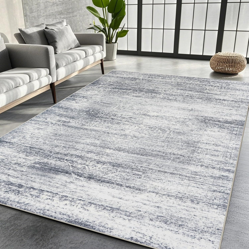 8x10 Washable Area Rugs for Living Room,Bedroom,Dining Room (Grey Cream)