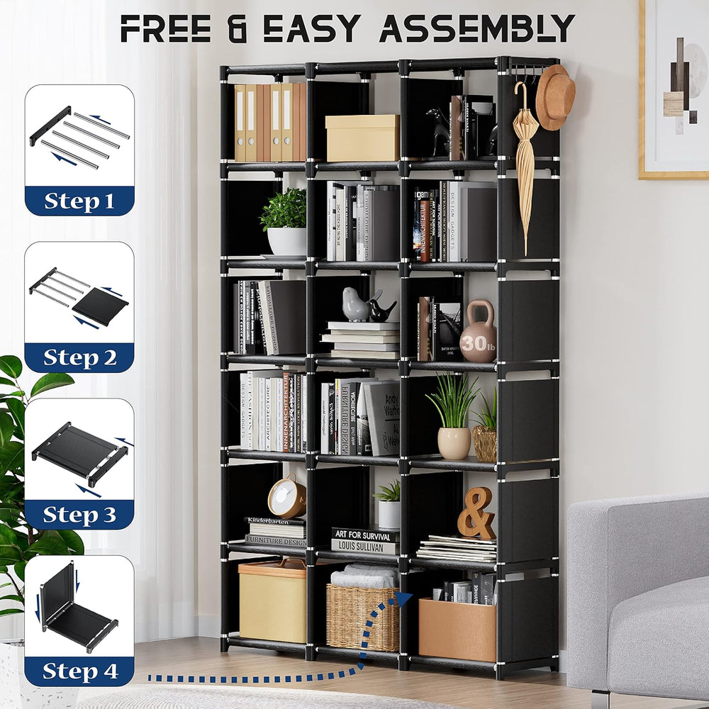 Mavivegue Bookcase, 18-Cube Extra Large Book Shelf, DIY Cube Storage Organize...