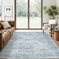 5x7 Area Rugs Blue Low Pile Indoor Washable Trendy Faded Style Rugs by Soalmost