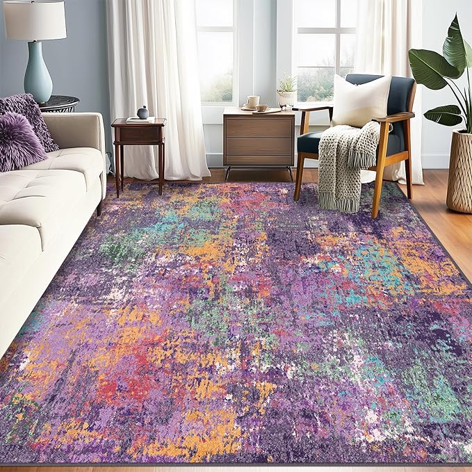 Washable Area Rugs 5'x7' Non-Slip Modern Abstract Soft by RELEANY