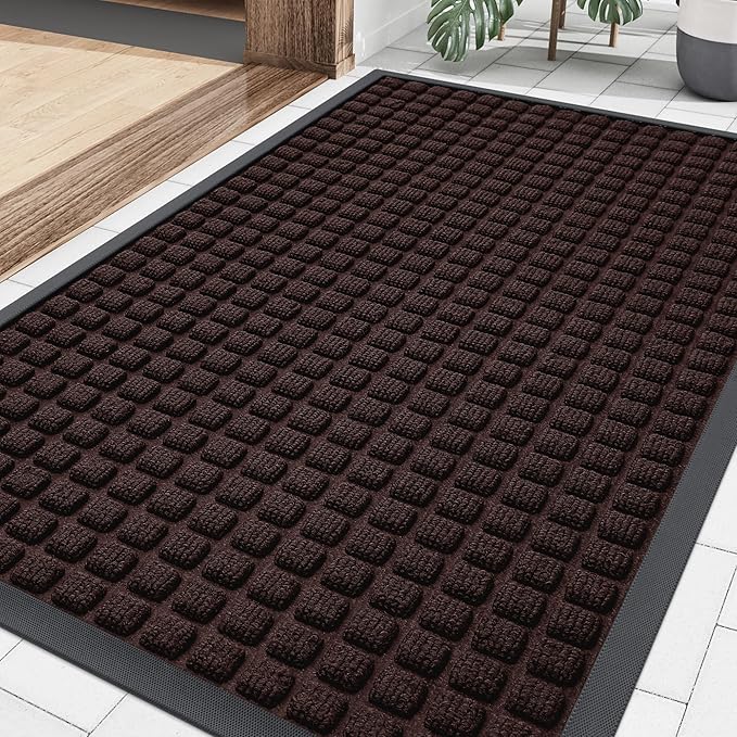 Smiry Front Door Mat Outside Entrance, Heavy Duty Natural Rubber Doormat by Smiry