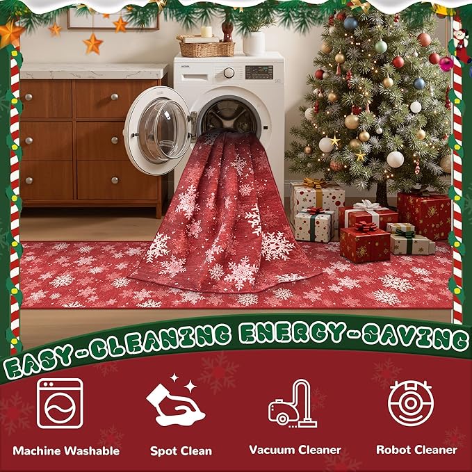 2x3 Christmas Doormat for Entryway, Washable Christmas Rugs Bathroom，Snowflake - Image 9