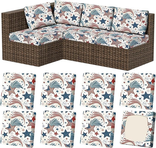 8Pcs Stretch Patio Cushion Covers, Outdoor Couch & Sofa Replacement Slipcovers by VORSHAPE