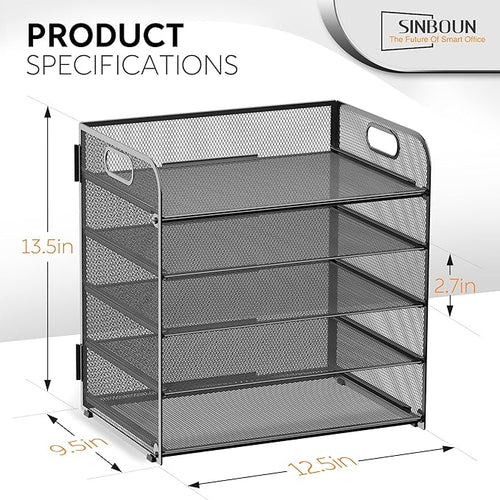 2 Pack Letter Tray 5-Tier Desk Organizer File Paper Holder - Image 2