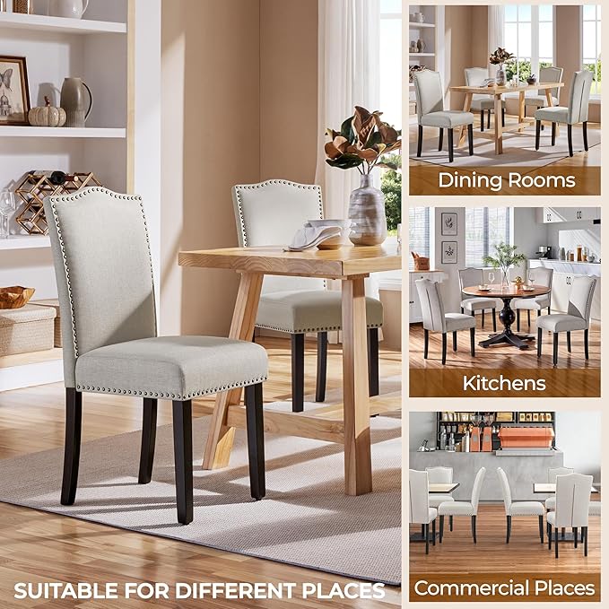 Yaheetech Dining Chairs Set of 2 Modern Kitchen Chairs with Fabric Upholstere...
