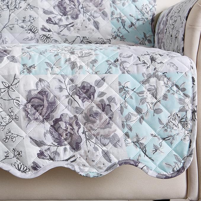 Great Bay Home Reversible Floral Patchwork Loveseat Furniture Protector - Image 2