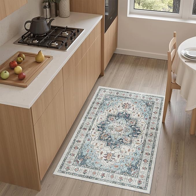 Madane Washable Area Rug 2x3, Small Entryway Rug Non-Slip Vintage Door Mat - Image 2