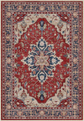 RELEANY Area Rugs Round 8ft Washable Non-Slip, Floral Vintage Distress Print by RELEANY