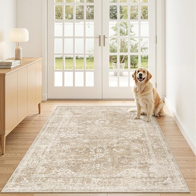 Madane 3x5 Area Rugs for Entryway, Washable Vintage Low Pile Non-Slip Throw by Madane