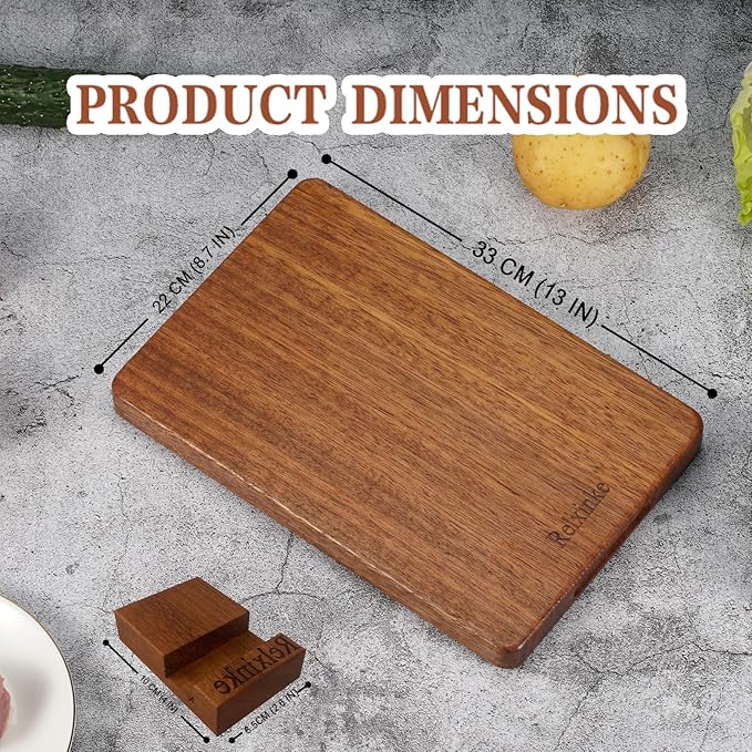 Solid Teak Wood Cutting Board One Piece Non Glued Thick Crack Resistant Wooden - Image 2