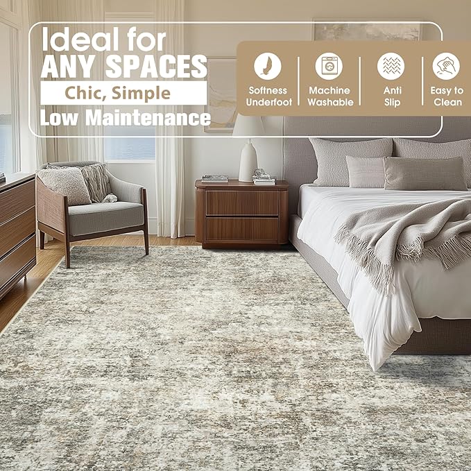 9x12 Area Rugs for Living Room Rug Washable: Abstract Large Rug for Dining Room - Image 9