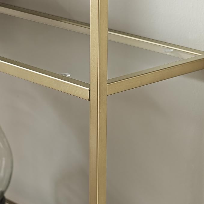 Crosley Furniture Aimee Bookshelf with Glass Shelves, Bookcase Storage, Gold ...