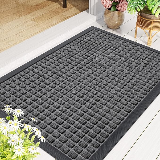 Smiry Front Door Mat Outside Entrance, Heavy Duty Natural Rubber Doormat - Image 9