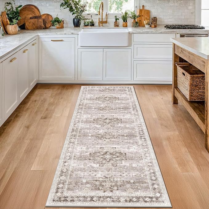 Hazo Haus Boho Bathroom Rug 2x5 Runner, Neutral Farmhouse Kitchen Rugs - Image 6