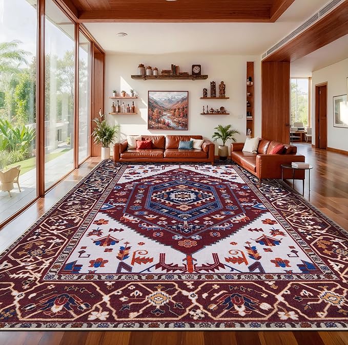 SERISSA 9x12 Area Rugs for Living Room, Large Washable Non-Slip Boho Rug by SERISSAHomeDecorCollection