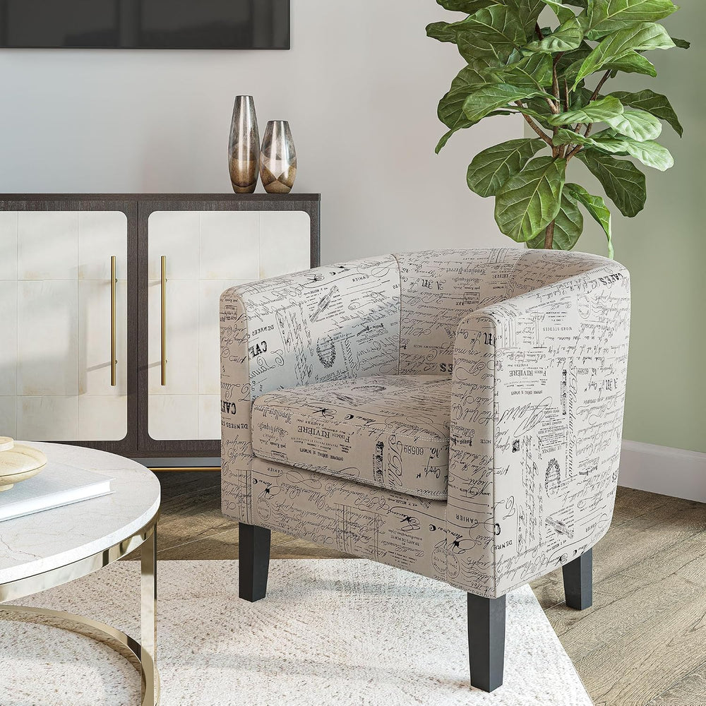 BELLEZE Accent Barrel Chair, Linen Round Chair Club Tub Sofa Corner Chair wit...