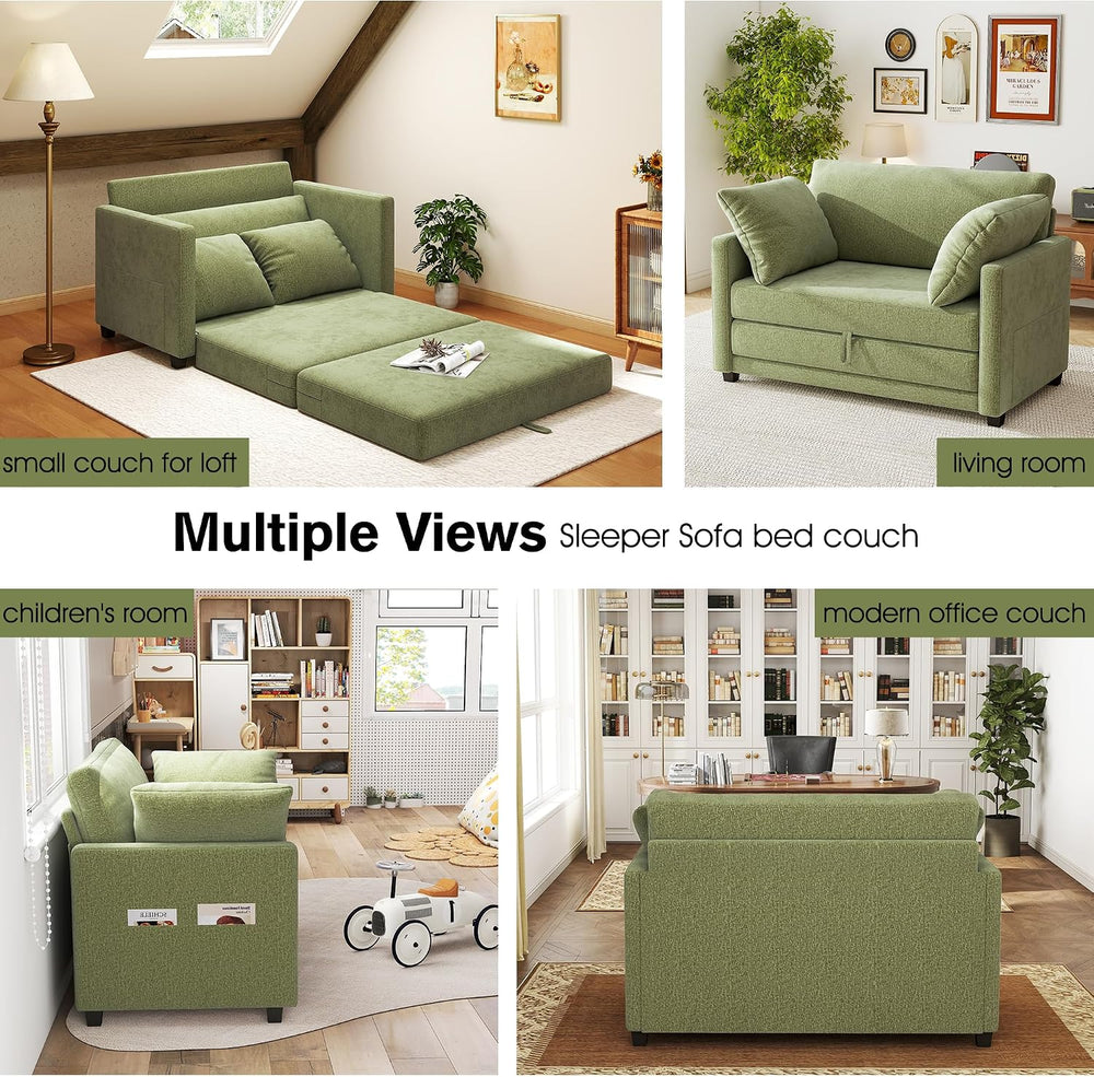 51" Loveseat Sleeper Sofa Bed, Chenille Convertible Floor Sofa Bed for S...