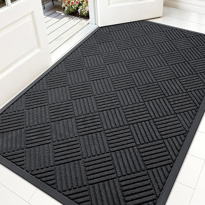 OLANLY Front Door Mat Outside Entrance 59x34, Heavy Duty Sturdy Natural Rubber by OLANLY