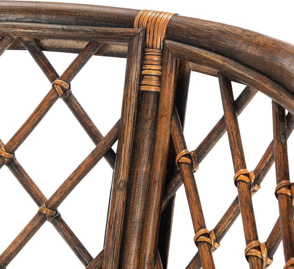 SAFAVIEH Carlotta Rattan Arm Chair 19.3”, Solid Wood Brown & Black SEA4013C