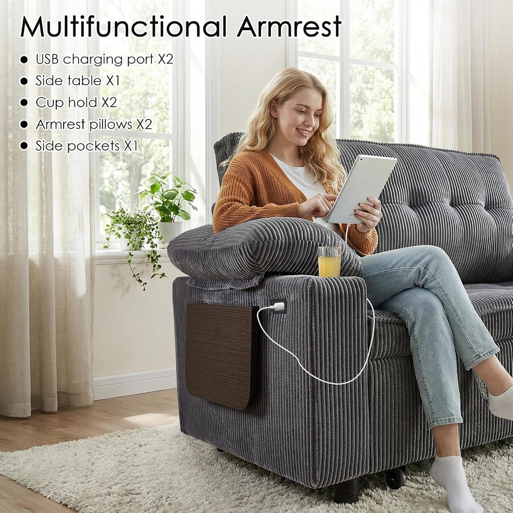 Wakefit 58in Sleeper Sofa Bed, Convertible Pull Out Couch Bed Full Size Cordu...