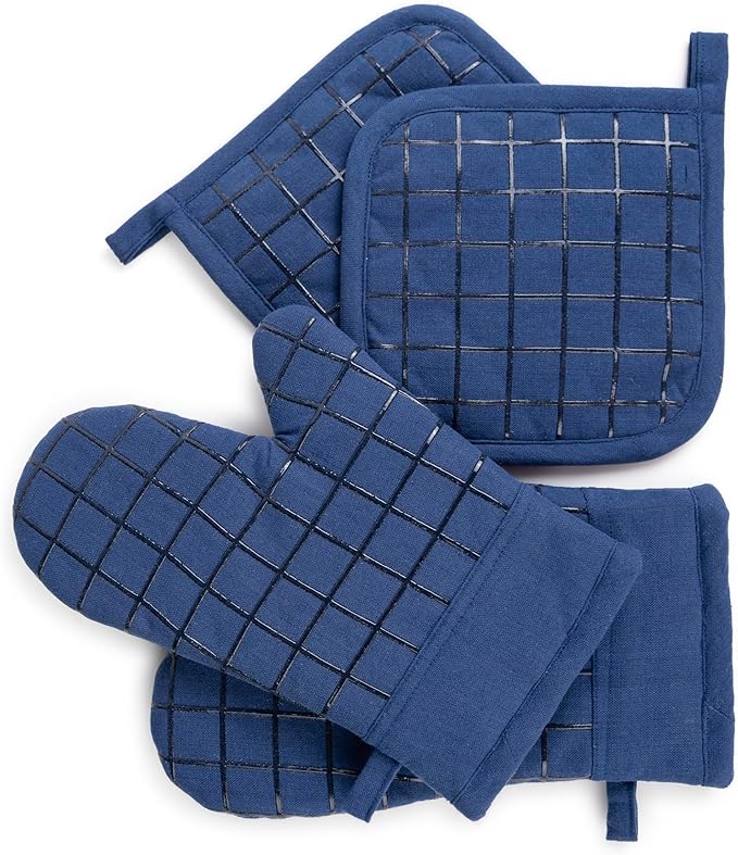 Oven Mitts and Pot Holders Set for Kitchen | 4 Pc Set| Heat Resistant Up to by Unknown