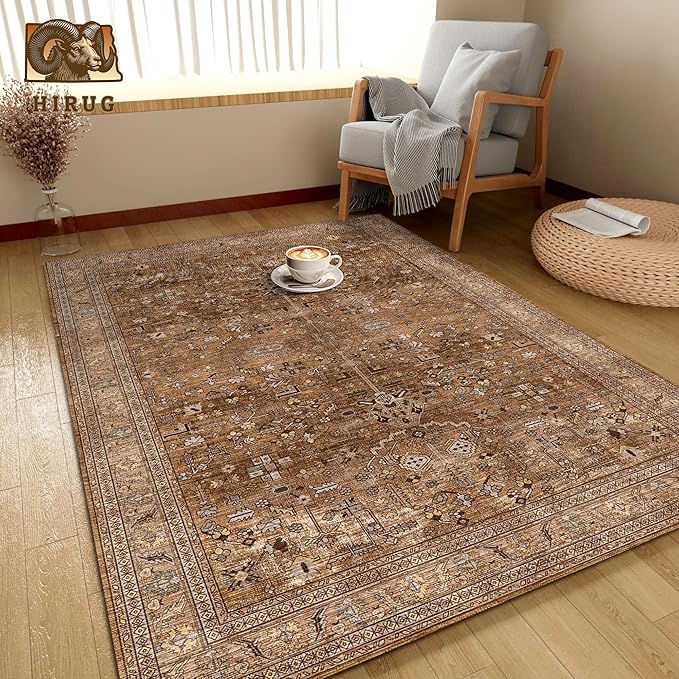 Washable Area Rug 9' x 12' Vintage Traditional Persian Mat - Image 4