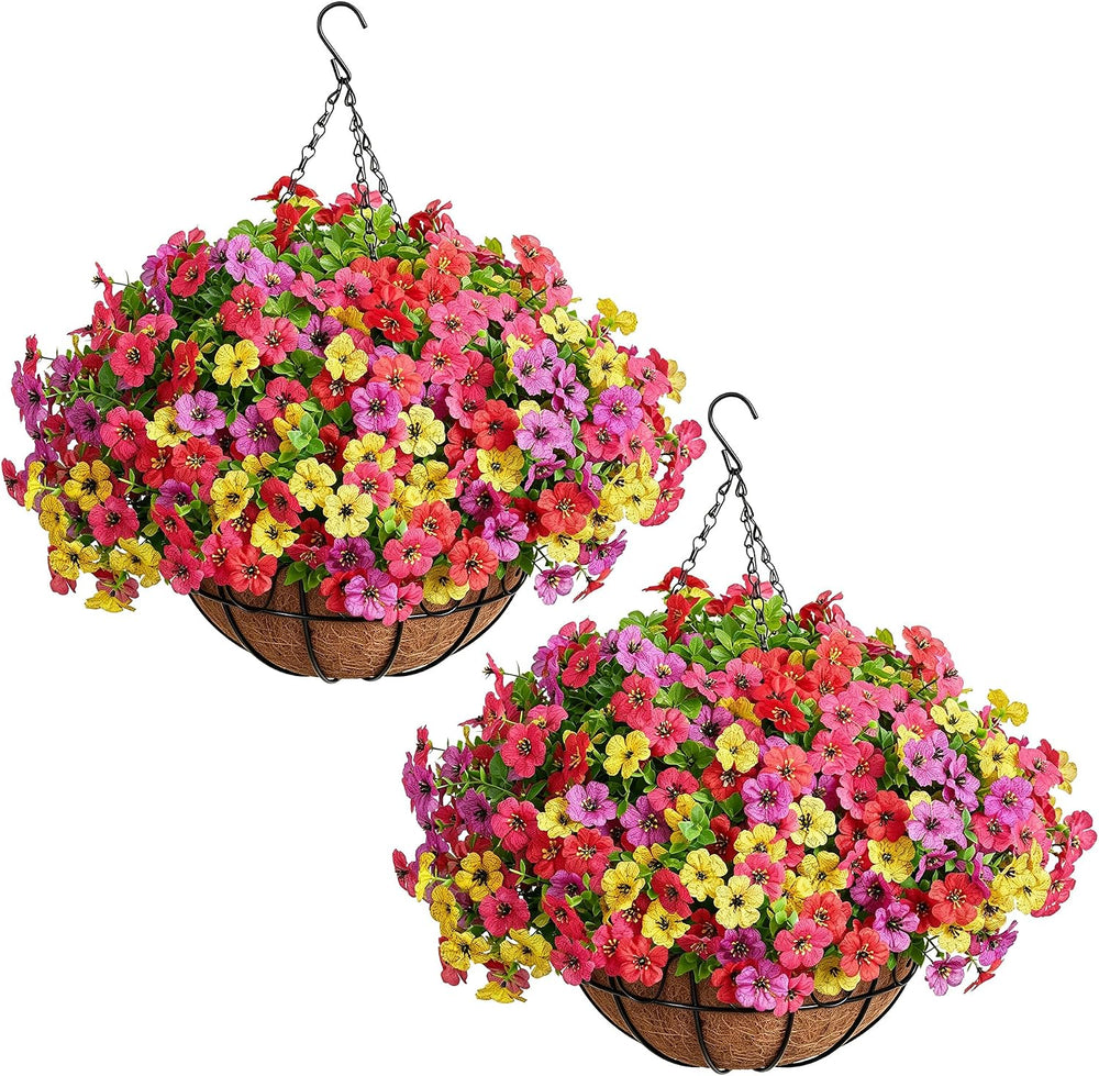 InnoGear Artificial Hanging Flowers for Outdoors Fake Plants Baskets 4 Hues