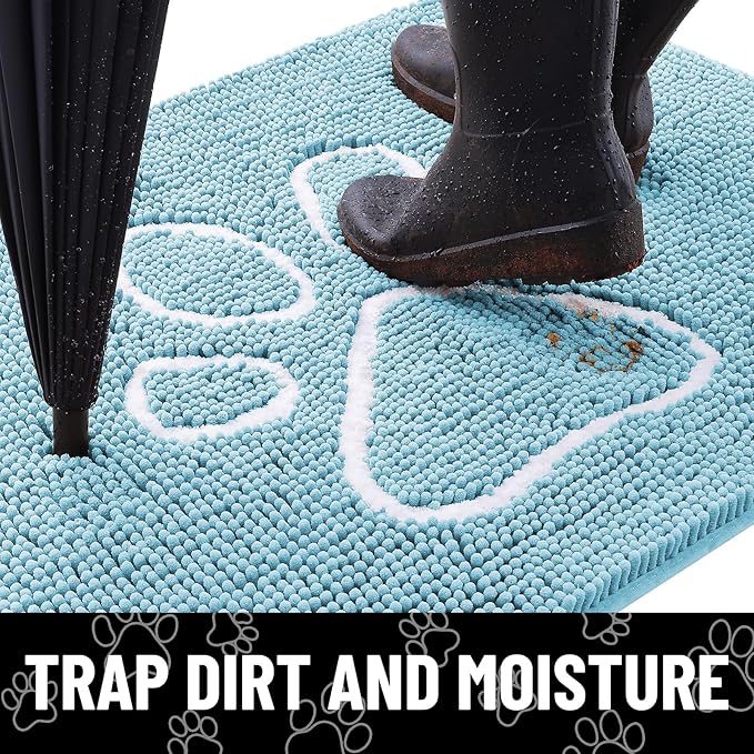 Smiry Dog Door Mat for Muddy Paws, Absorbent Dirt Trapper Non Slip Quick Dry - Image 2