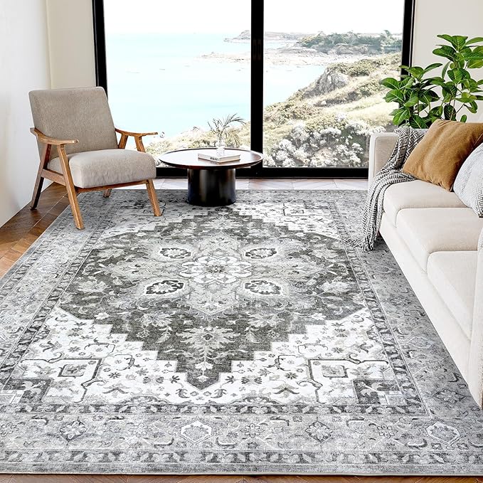 AMADA HOMEFURNISHING 5x7 Area Rugs, Washable Living Room Rug Low-Profile by AMADAHOMEFURNISHING