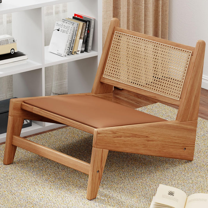 HAOBO Home Rattan Chair Mid Century Modern Accent Chair for Reading Living Room Home Bedroom
