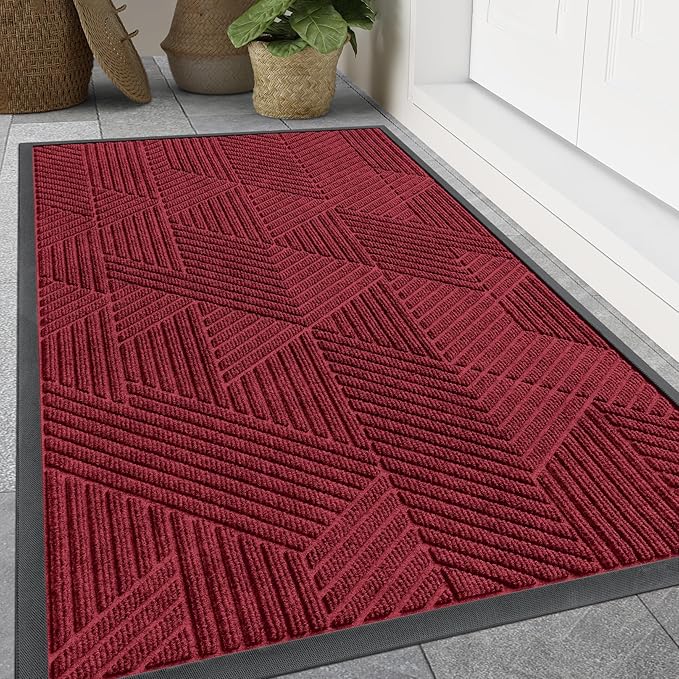 Smiry Front Door Mat Outside Entrance, Heavy Duty Sturdy Natural Rubber Doormat by Smiry