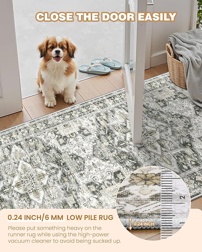 Kitchen Runner Rug Non Slip Washable 2.5x10, Soft Ultra-Thin Entryway Rug - Image 6
