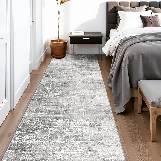 2'6x14 Abstract Kitchen Area Rugs: Farmhouse Washable Non-Slip Long Hallway Rug - Image 2