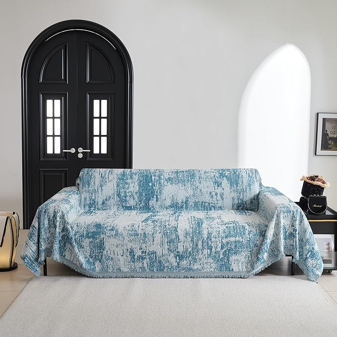MYSKY HOME Sectional Couch Cover Sage Abstract Geometric Sofa Covers by MYSKYHOME