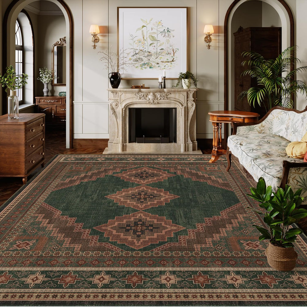 8x10 Area Rug - Washable Ultra-Thin Carpet Non-Slip Dark Brown