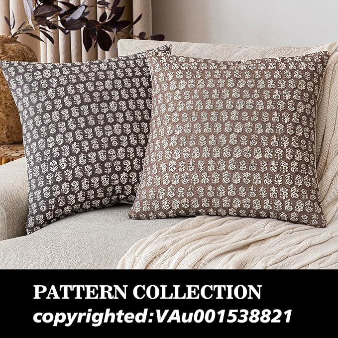 Foindtower Set of 2 Decorative Vintage Floral Print Throw Pillow Covers Neutral - Image 4