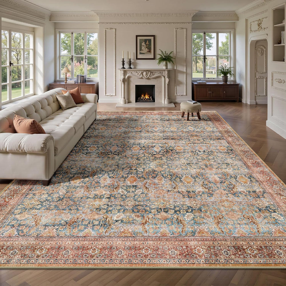 8x10 Area Rugs for Living Room - Washable Vintage Retro Large Rug, Soft Ultra...