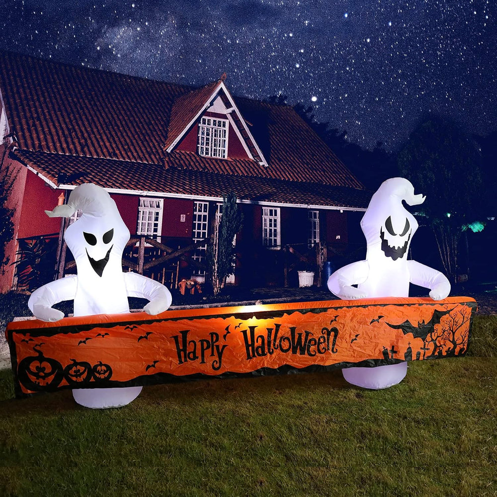 MUMTOP Halloween Outdoor Inflatable Ghost Yard Decor with Happy Halloween