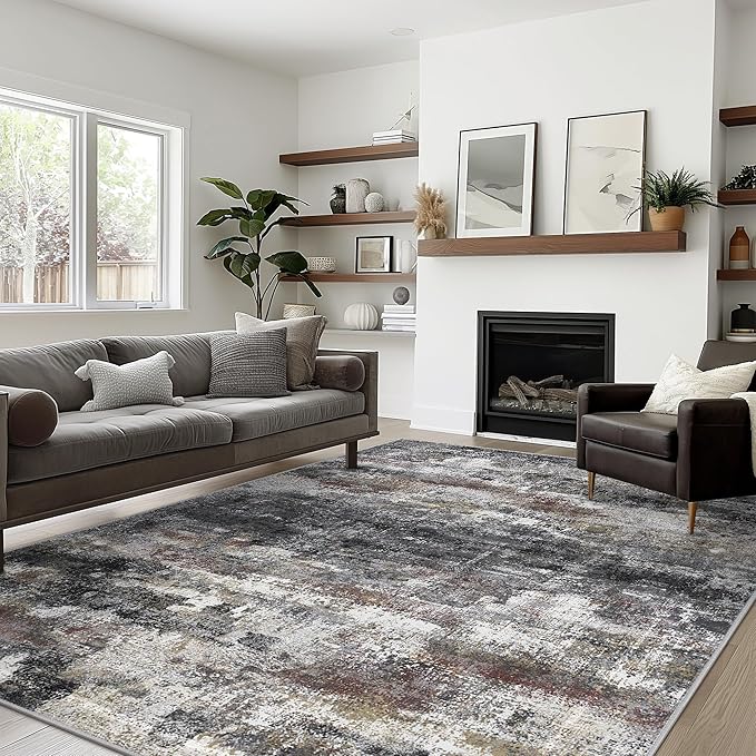 Area Rugs 5x7 for Living Room Bedroom, Modern Abstract Machine Washable Soft - Image 3