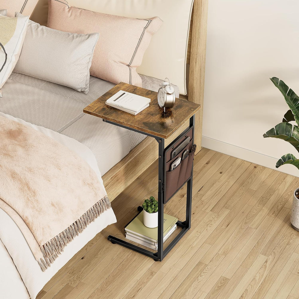 Vagusicc C Shaped End Table, Small Side Table for Couch, Tall Couch Side Tabl...