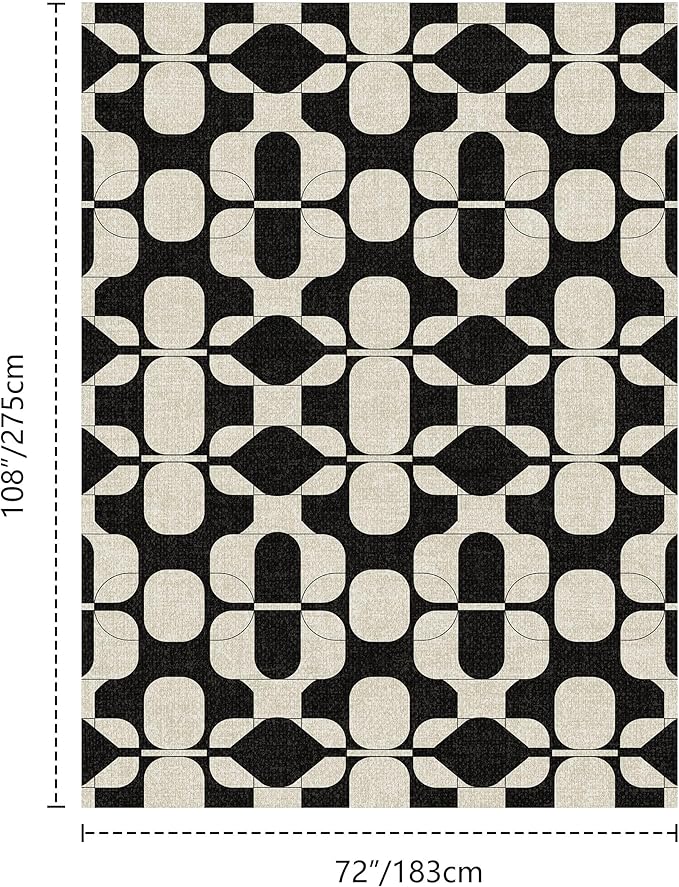 Latte&Fog 6x9 Area Rugs for Living Room Bedroom, Boho Non Slip Low Pile Carpet - Image 2