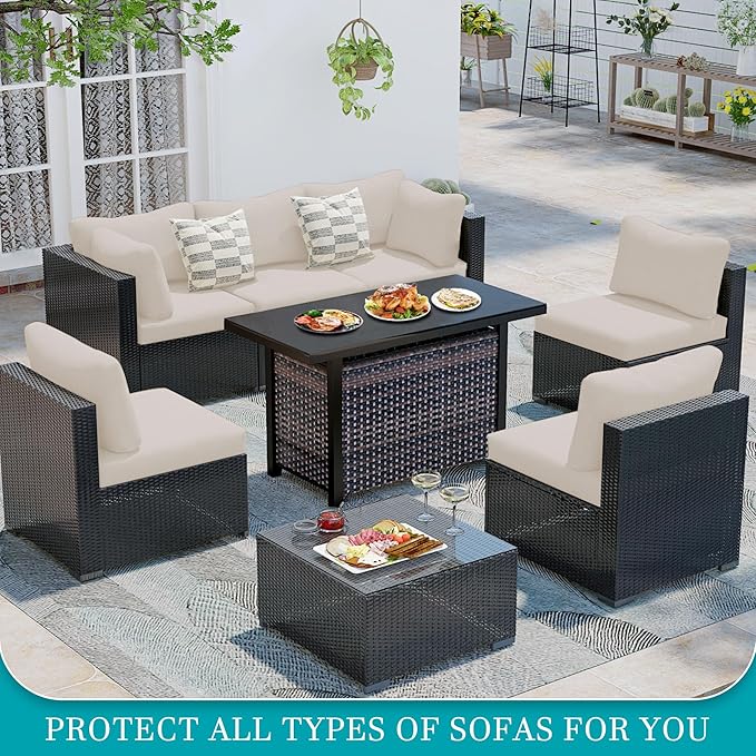 14 Pcs Stretch Patio Cushion Covers, Outdoor Couch Covers Replacement, Outdoor - Image 4