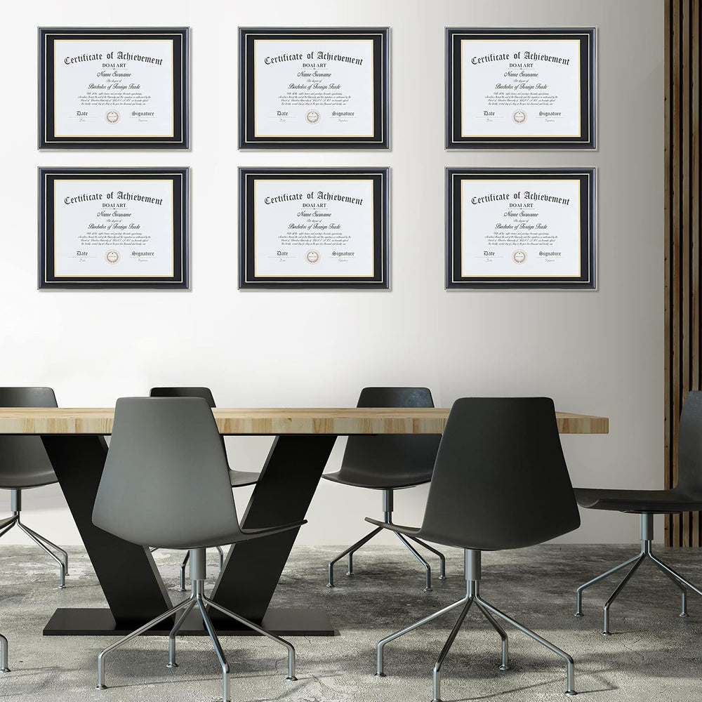 DOAI ART Diploma Frame 14 x 17 with Mat Black Solid Wood HD Glass,Mahogany