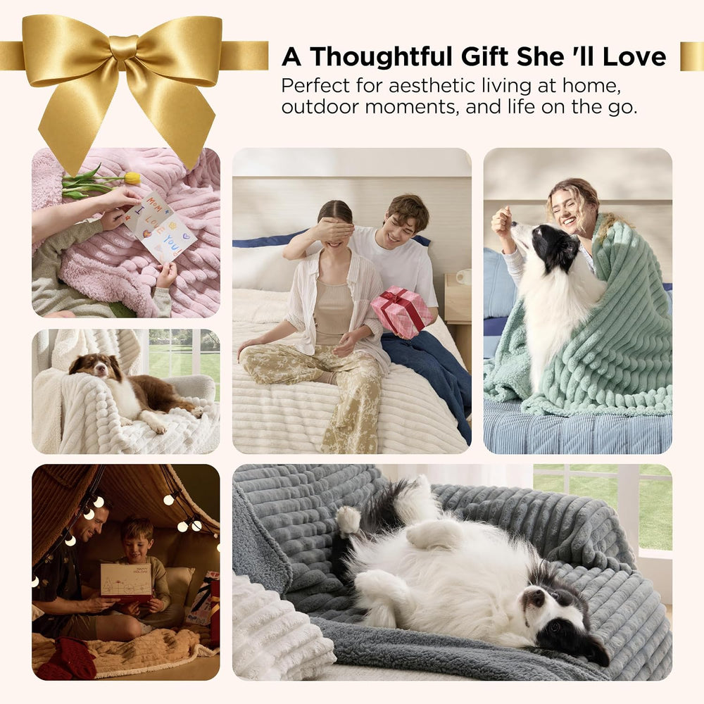Bedsure ComfyFleece® Waterproof Blanket for Bed, King（86"x108"） Cream