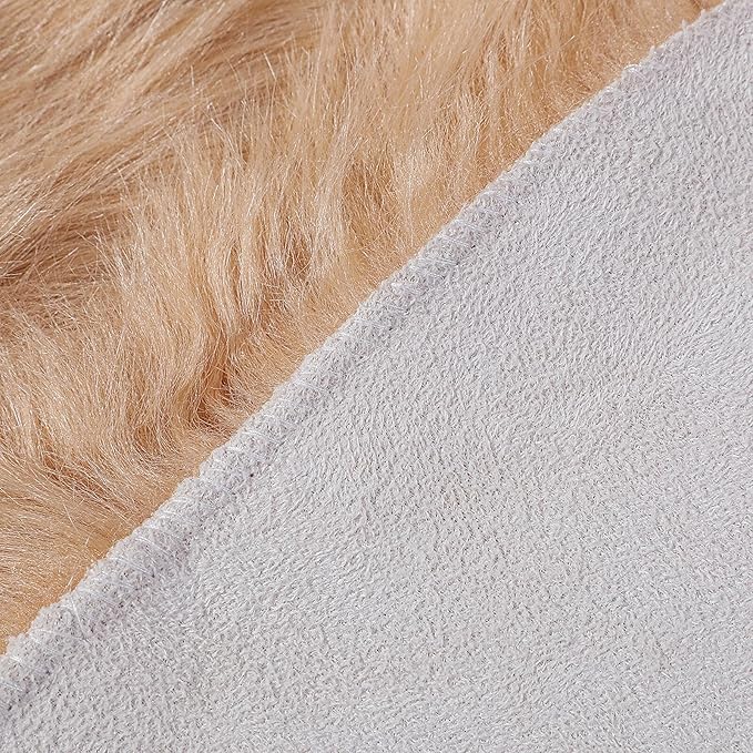 linmopm Faux Fur Rug Sheepskin Shag Fluffy Fuzzy Beige 3x4 ft Rugs - Image 6